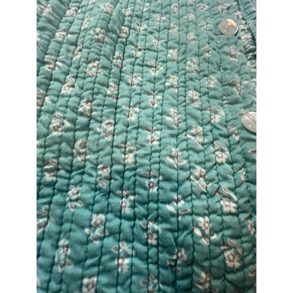 Vintage Turquoise Quilted Reversible Jacket Floral Cottage Core Boho Grandma - Picture 4 of 7